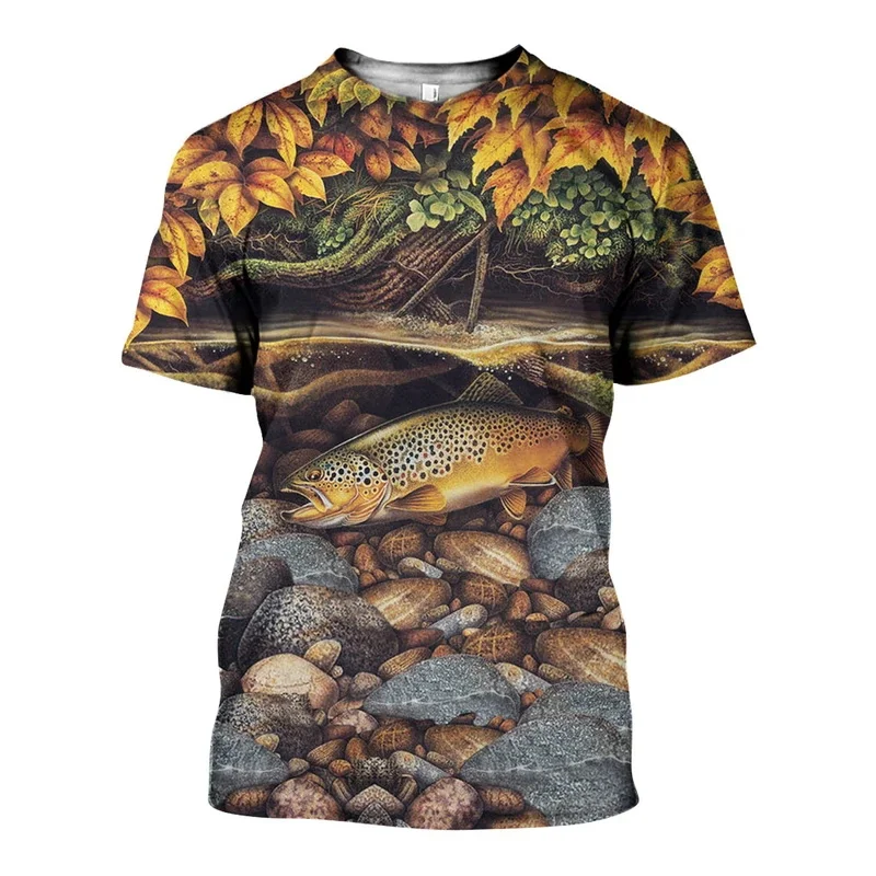 2020 Fashion Men t shirt 3D Printed Rainbow Trout Fishing T shirts Unisex Street Harajuku Short sleeve shirt summer Casual tops
