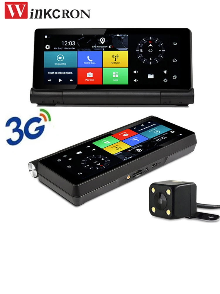 7.0 Inch Car DVR Camera 3G Android 5.1 Dash Cam Video Recorder GPS Navigation Full HD1080P WiFi Bluetooth Dual Rearview Camera