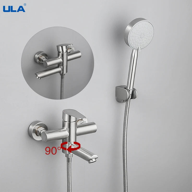 

ULA Bathtub Shower Mixer Valve Bathtub Mixer Taps Hot Cold Shower Bathroom Faucet Bath Swivel Spout Shower System