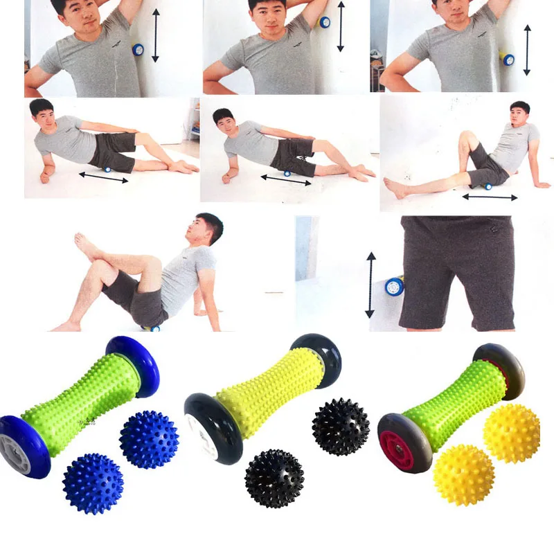 3pcs Spiky Hand Massage Ball Set Foot Back Roller Yoga  Masage Balls For Deep Tissue Physiotherapy Ball Anti Stress Cone Ball