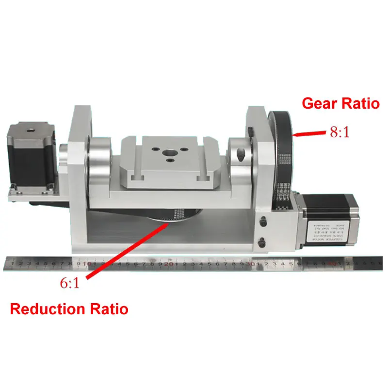 Imagem -04 - Cnc Chuck t Slot Table ° Eixo 5ª a Aixs Altura Central Rotativa 98 mm 100 mm x 125 mm Relação de Engrenagens 8: Relação de Redução 5:1