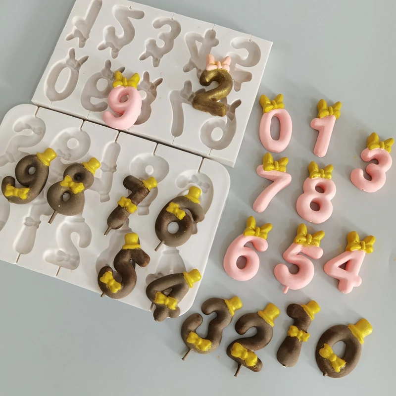 Bowknot, Bowler Hat Numbers Silicone Mold Fondant Cake Decoration Mould Sugarcraft Chocolate Baking Tools For Cake Gumpaste Form