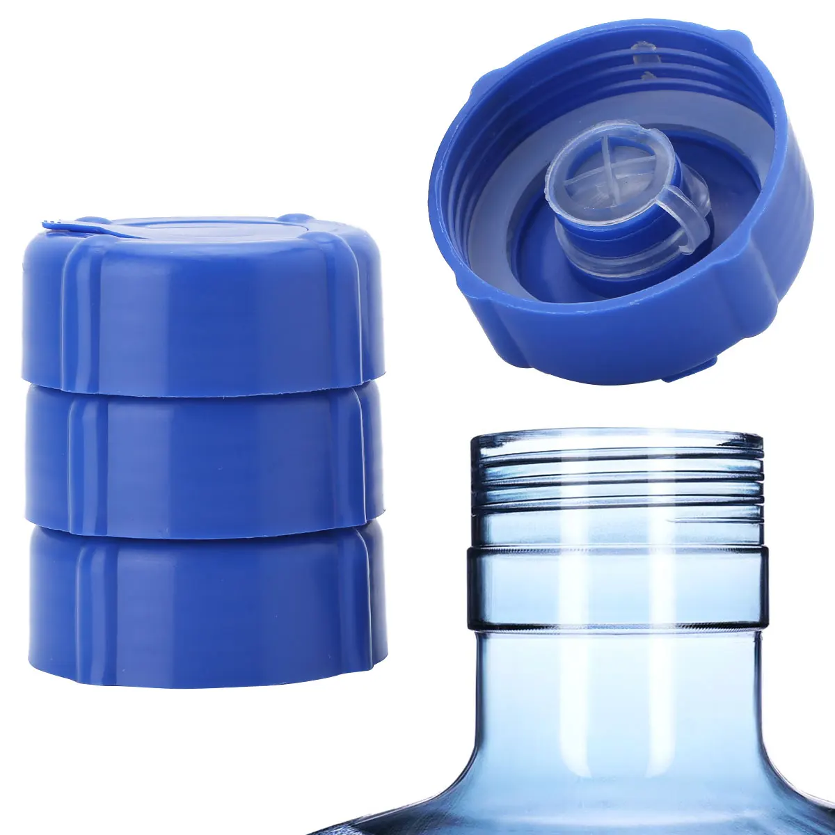 

4Pc Barrelled Water Bottle Cover Reusable Anti Splash Non-Spill Water Bottles Seal Cap Plastic Screw Gallon Water Jug Outlet Lid