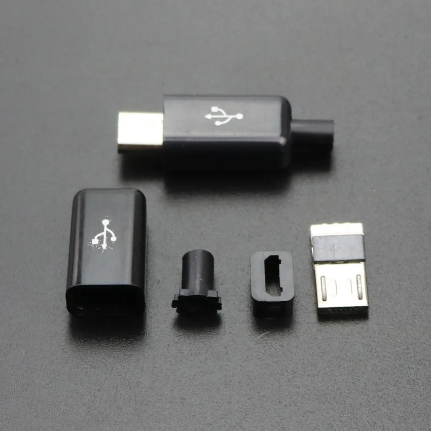 YuXi 10Pcs DIY 5A Micro USB Male Plug Connectors Kit  Type-C DIY Data Cable USB Charging Connector Plug Accessories