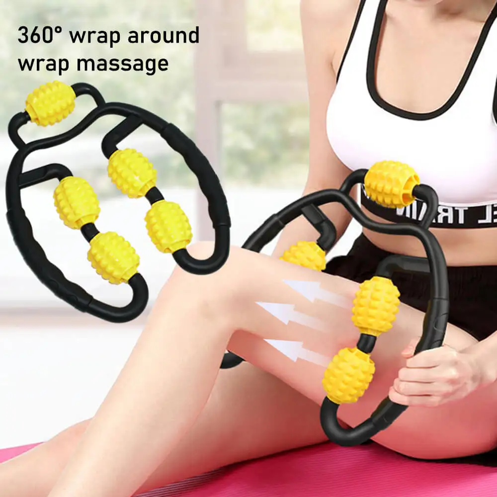 

U Shape Muscle Massage Roller Ring Clip Leg Foam Fitness Device Gym Yoga Pilates Sport Relaxation 5 Wheel Trigger Point Massager