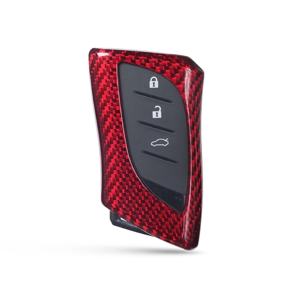 

For Lexus ES 200 250 300h 350 F Sport Auto Remote Smart Key Fob Case Cover Red/Black Real Carbon Fiber Keychain Shell Bag Cap