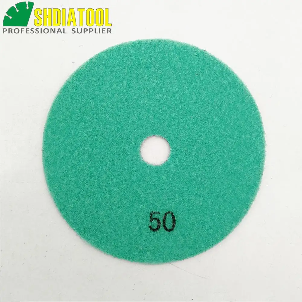 Shdiatool 4 Pcs 5 "#50 Dry Sander Pads Marmer Granit Keramik Polishing Resin Obligasi Berlian Fleksibel Polishing Pads sanding Disk