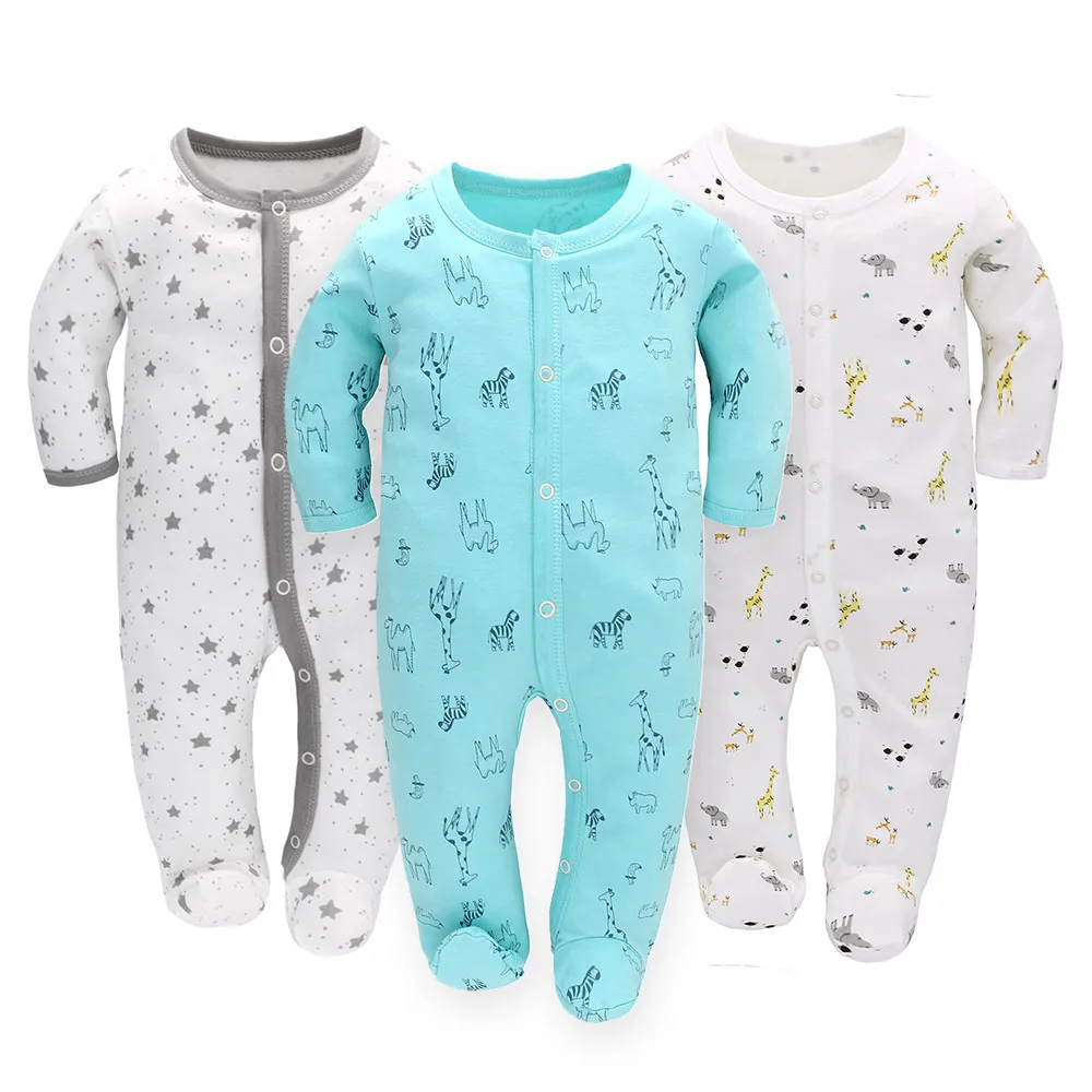 3pcs Baby Rompers Cotton Infant Pajamas Full Sleeve Toddler Breathable Jumpsuit Newborn Boys Girls Kids Clothes for Four Season