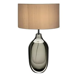 Nordic Style Gray / Blue Bottle Shape Clear Glass LED E27 Table Lamp with Fabric Shade Bedroom Bedside