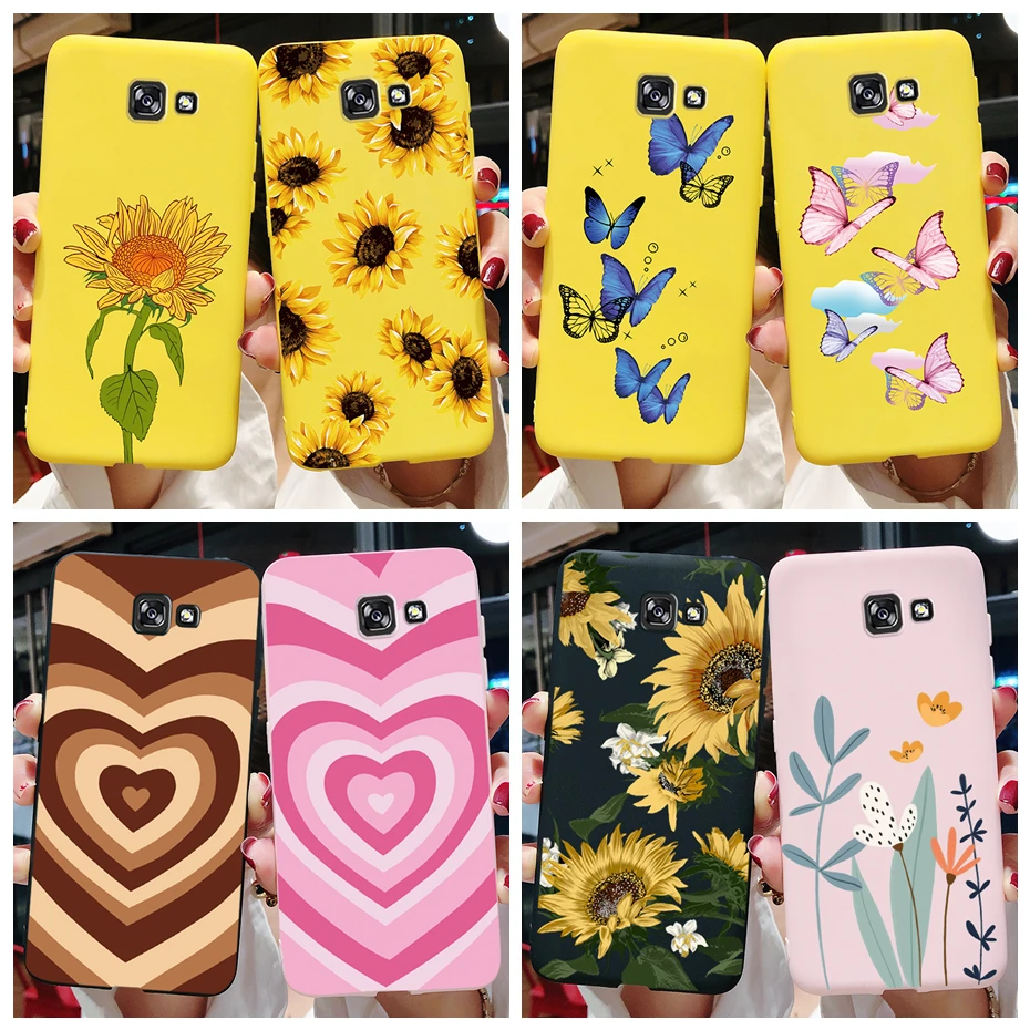 For Samsung Galaxy A5 2016 A510 A5 2017 A520 Case Fashion Sunflower Silicone Soft Phone Case For Samsung A5 A 5 2016 2017 Cover