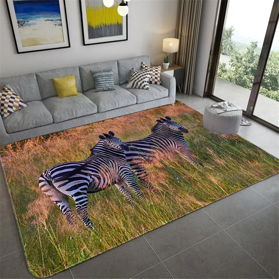 Luxury Black Zebra Pattern Big Carpet For Living Room Europe And America Animal Printed Bedroom Rug Soft Sponge Bathroom Mat