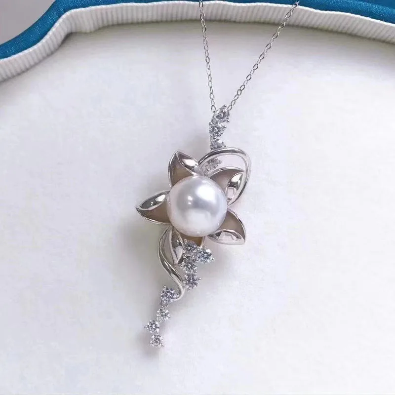 Flora Design Pearl Pendant Mountings S925 Solid Sterling Silver Material For Women DIY Making