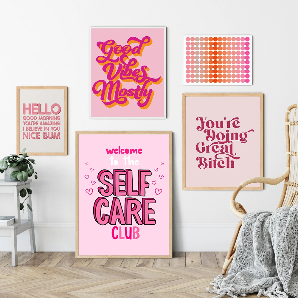 Funny Quote Art Poster Print Modern Inspirational Girl Power Dot Self Care Wall Canvas Makeup Office Bed Room Home Decor Picture