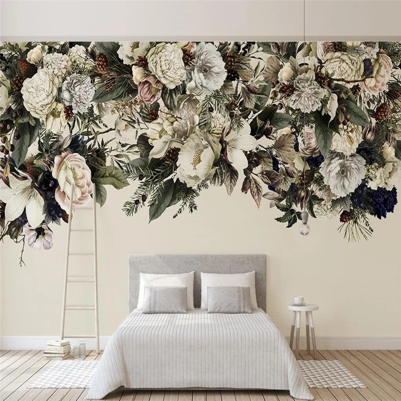 

beibehang custom Modern nordic retro flowers wallpaper for bedroom walls American wall paper living room decoration background