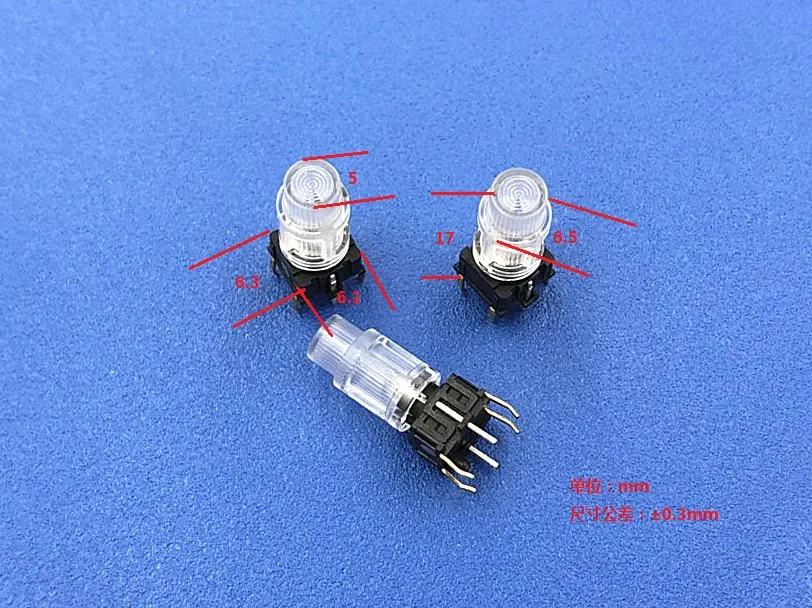 Original New 100% light-transmitting transparent cap DIP 6pin with two-color light touch button switch with orange and green