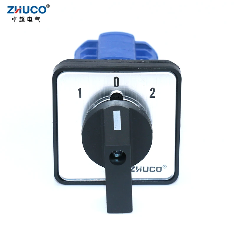 ZHUCO SZW26/LW26-20 1-0-2  3 Position 3 Phase Cam Switches Rotary Switch Changeover Control Switch 64X64 48X48 mm Panel Mount