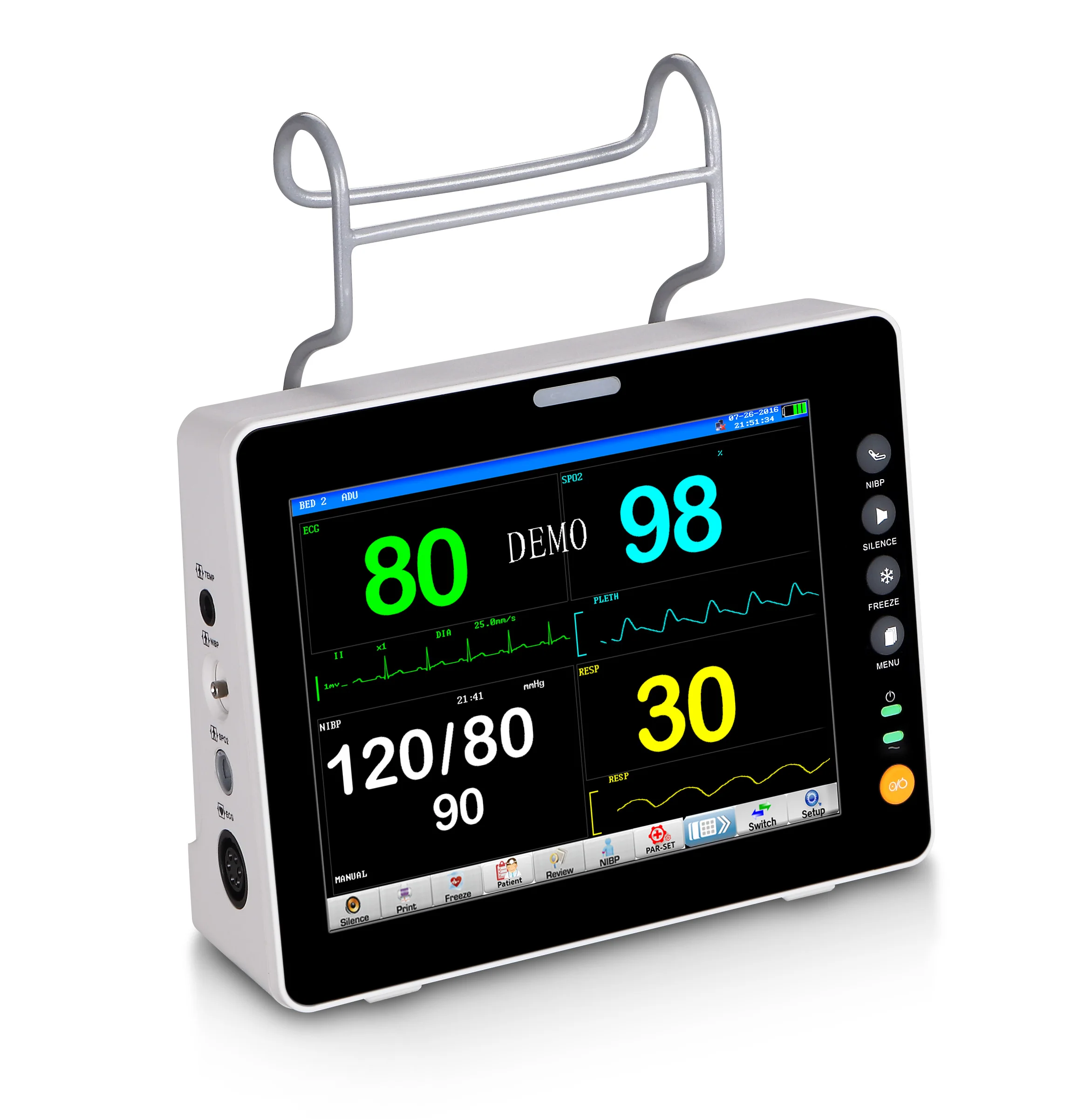 

VET 8inch Veterinary patient monitor SPO2 PR NIBP ECG TEMP 6-PARAMETERS Multiparameter ICU machine for animal use