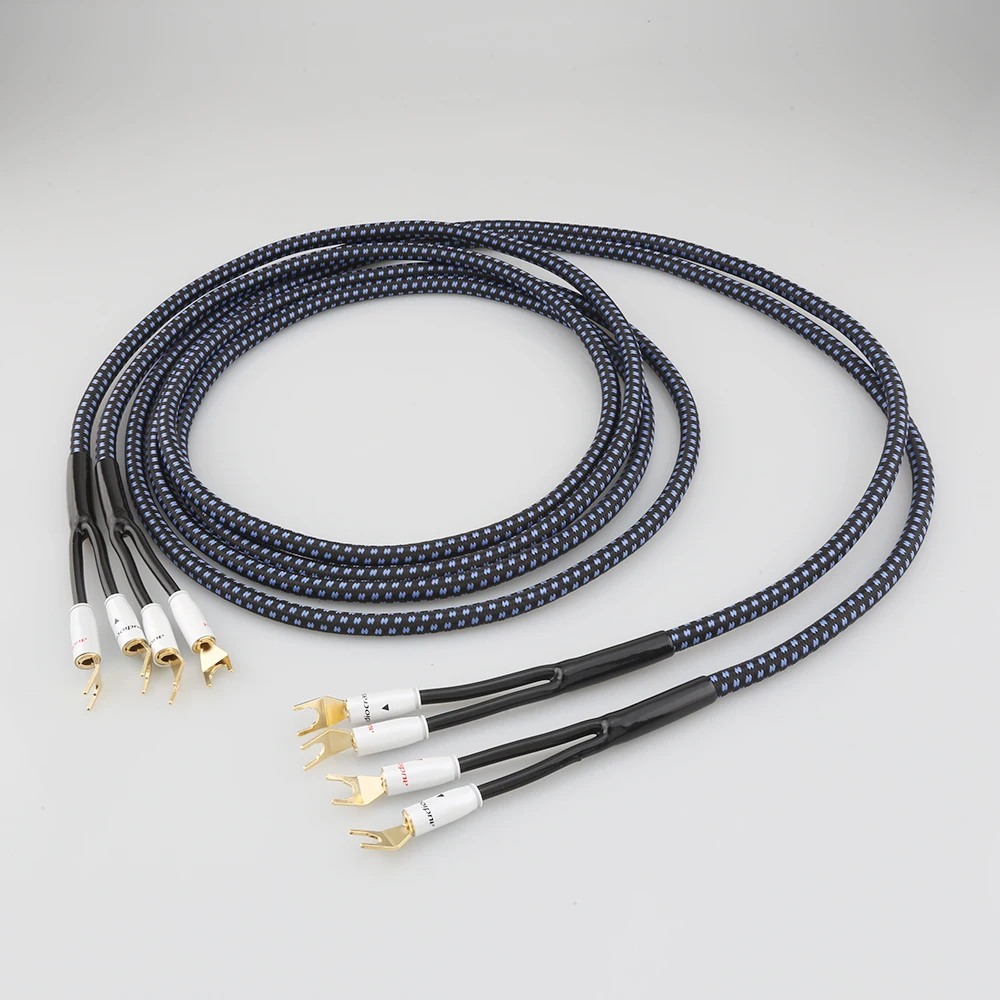 Ein Paar Audiocrast SP14 HIFI versilberte Lautsprecherkabel, hochwertiges OCC-Lautsprecherkabel für Hi-Fi-Systeme, Y-Stecker, Bananenstecker. – Detail 27