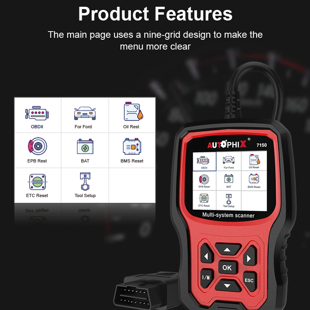 Autophix 7150 OBD2 Automotve Scanner Professional Code Reader EPB TPMS ETC Reset Multilingual OBD 2 Car Diagnostic Tool For Ford