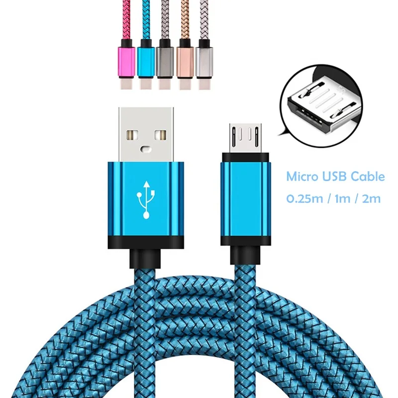 Nylon Android Micro USB Fast Charging Data cable for Galaxy a5/a3/j5/j7/2016/g4/ Huawei P10 Lite Nova 3i Oukitel C8 Android