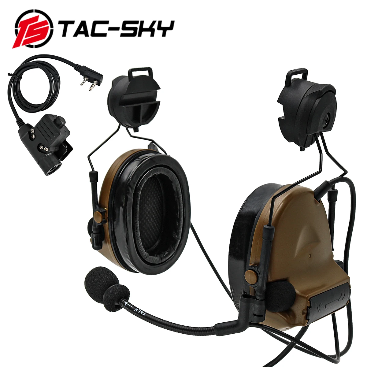 TAC-SKY COMTA II Helmet Holder Silicone Earmuffs Noise Reduction Pickup Tactical Headset And Walkie-Talkie PTT Adapter U94PTT