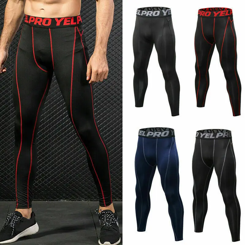 เซ็กซี่ชายกางเกงผอมGymการบีบอัดSlim Tight Baseกีฬากางเกงขายาววิ่งกางเกง