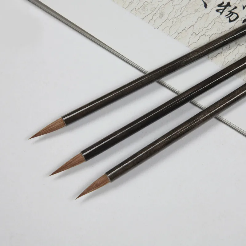 Chinese Brush Pen 3pcs Weasel Hair Small Regular Script Brush Huzhou Painting Fine Line Calligraphy Writing Brushes Tinta China