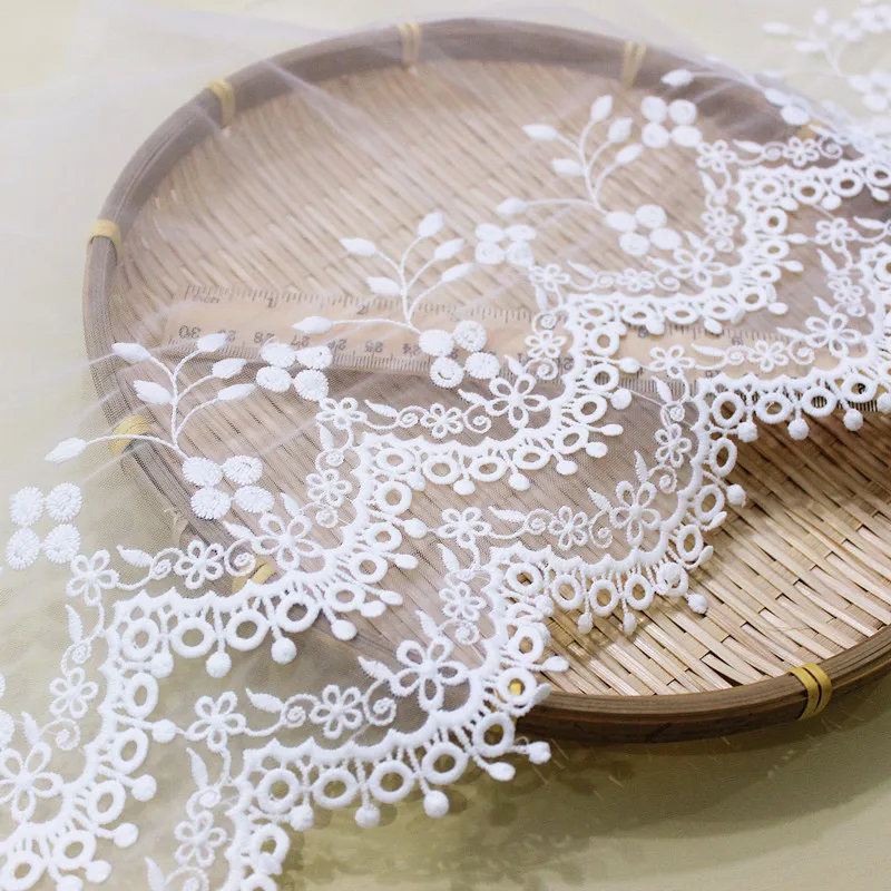 

Lace Trim 5 yard Ivory Pendant Dot Gauze Tulle Mesh Embroidery Ribbon Tapes Fabric Dress Clothing Sewing 10.6inch width M4F96