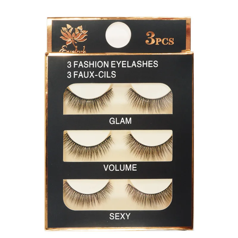 3 Pair Eyelash Thick Natural Hand Made Mink Eyelashes Extension 3D Volume Effect False Lashes Make up Tools Soft Cilia Wholesale