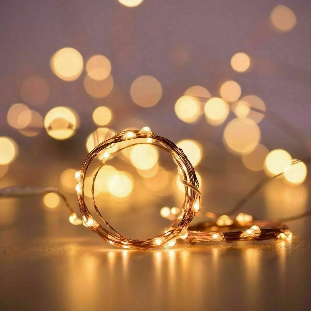 1M 10LED 5M 50LED 10M 100LED LED Strip String Fairy Light Copper Wire Battery Powered Xmas Birthday Party DIY Decoration