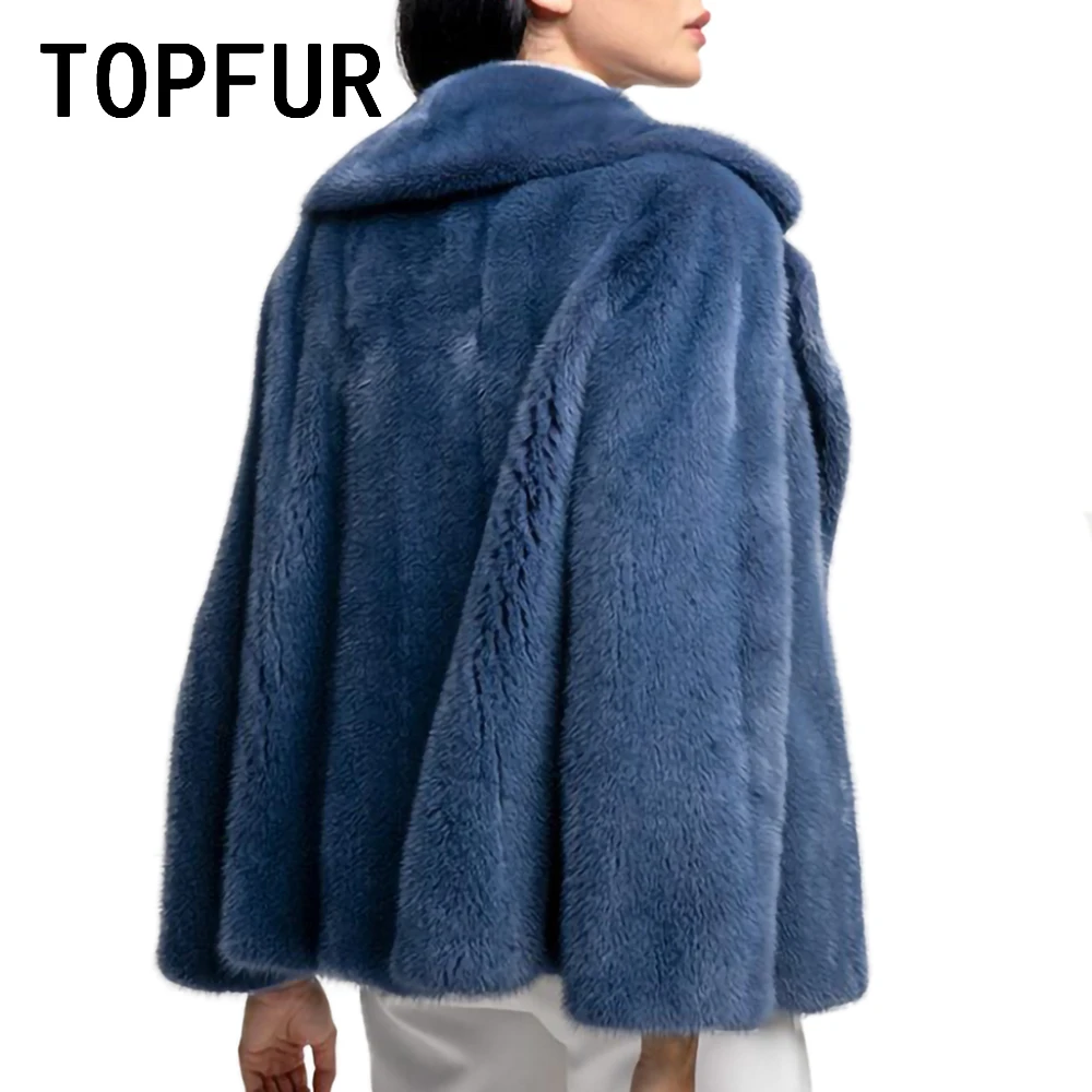 TOPFUR Genuine Mink Fur Short Coat Women Luxury Lapel Dyed Fur Outertwear Winter New Casual Tide Real Mink Jackets Female