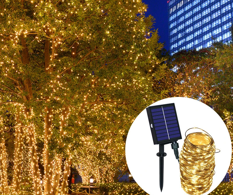 LED Solar String Lights Outdoor Copper Wire String Lights Christmas Lanterns Balcony Garden New Year Decoration  String Light