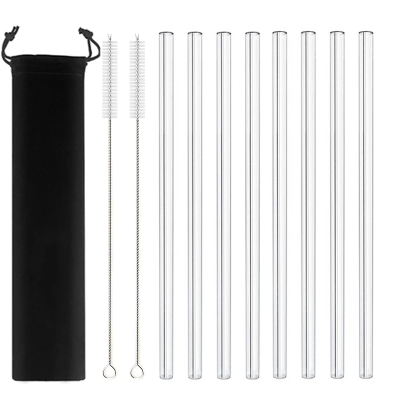 20 cm Glas-Smoothie-Strohhalm, wiederverwendbare transparente Trinkhalme für Smoothie-Milchshakes, umweltfreundlicher Trinkgeschirr-Strohhalm