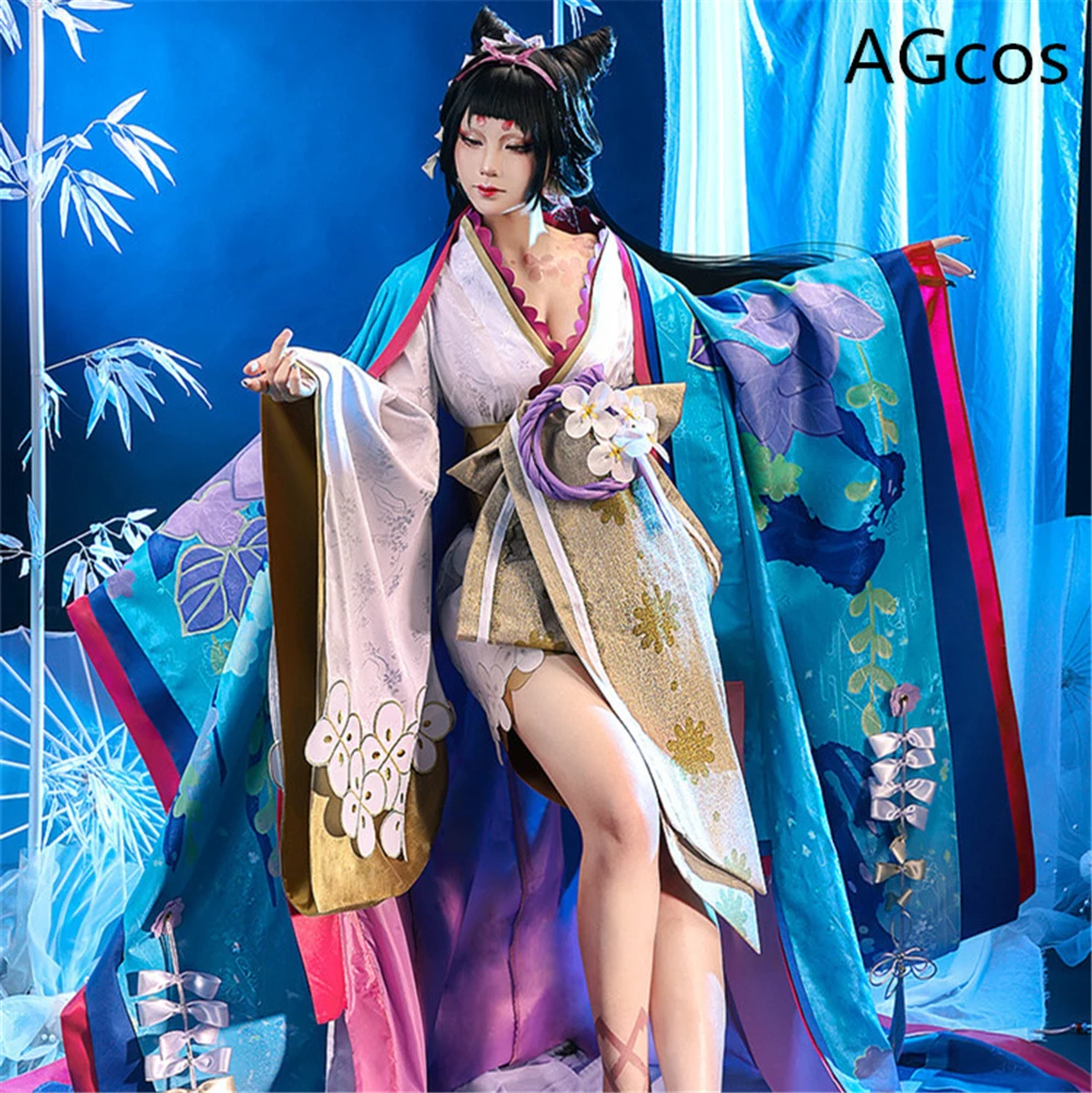 

Женское платье для косплея AGCOS Onmyoji с цветами и птицей