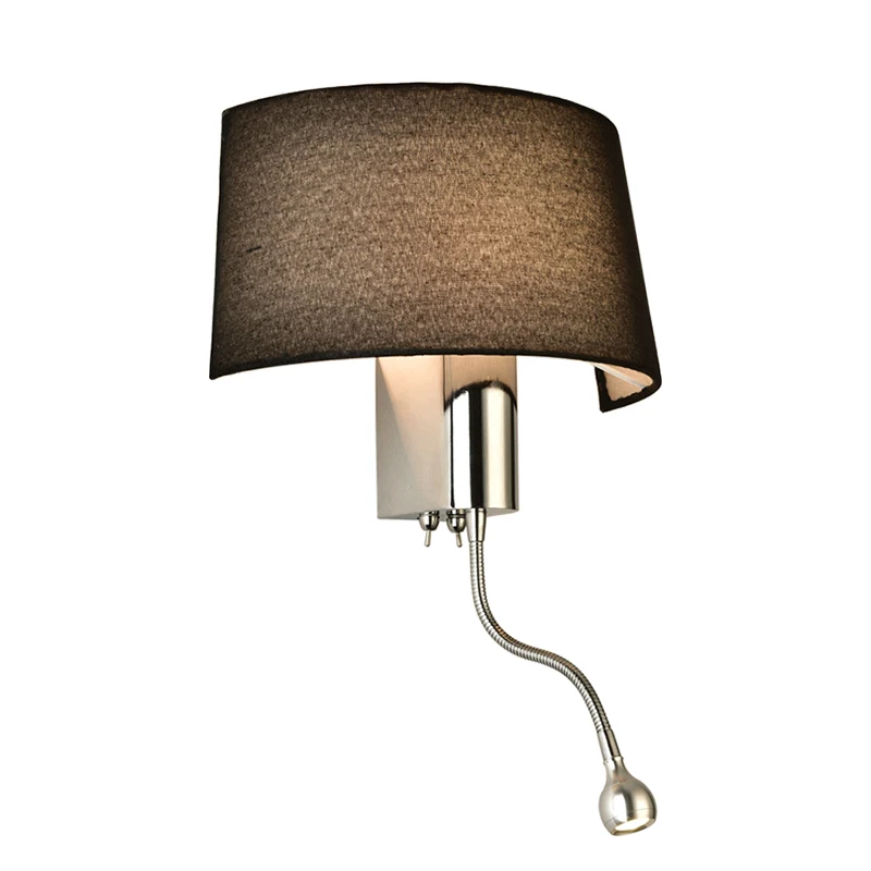 BOTIMI Modern LED Wall Light With Fabric Lampshade For Bedroom Bedside Applique murale luminaire LED Warm Light Wall Sconce