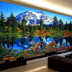 Grande pittura diamante 5D pieno quadrato rotondo diamante ricamo mosaico verde montagna fiumi natura corridoio ingresso decorazione X57