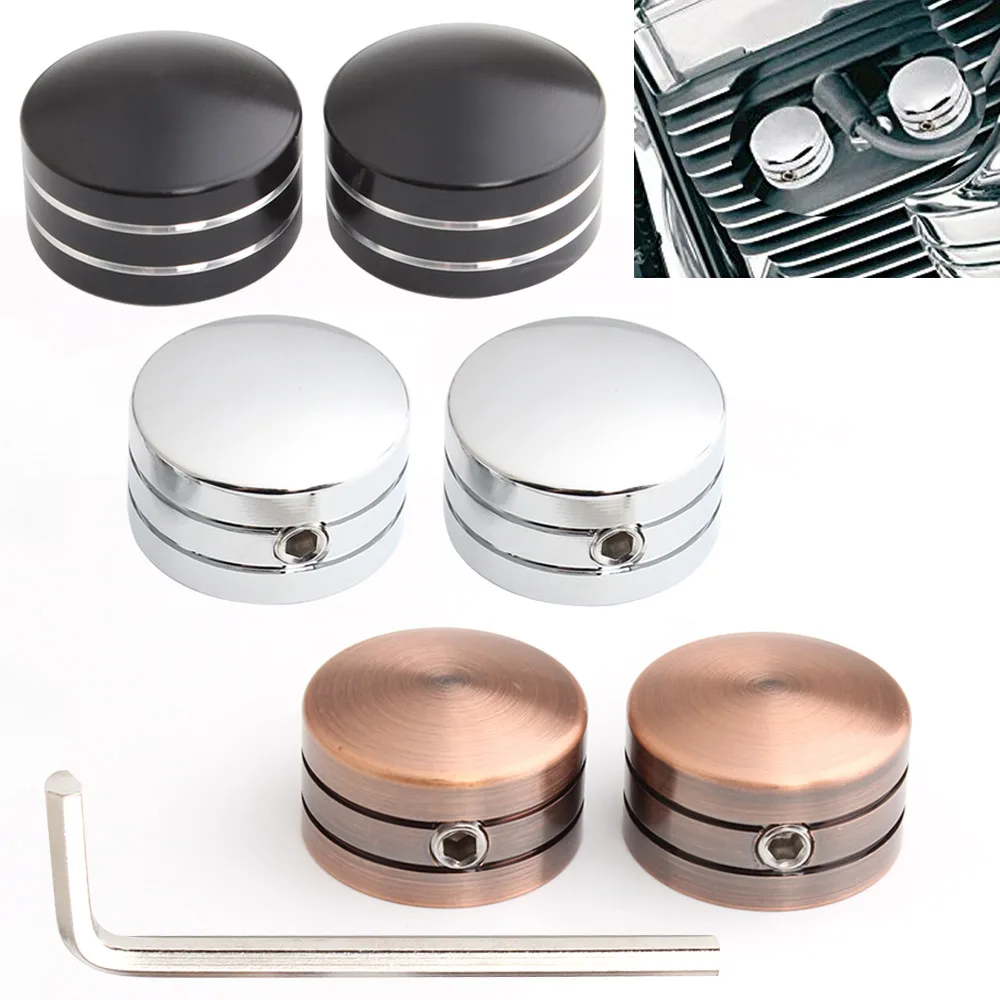 Motorcycle Spark Plug Head Bolt Cap For Harley Twin Cam Touring Sportster XL883 XL1200 2Pcs Screw Nut Round Protector Cover