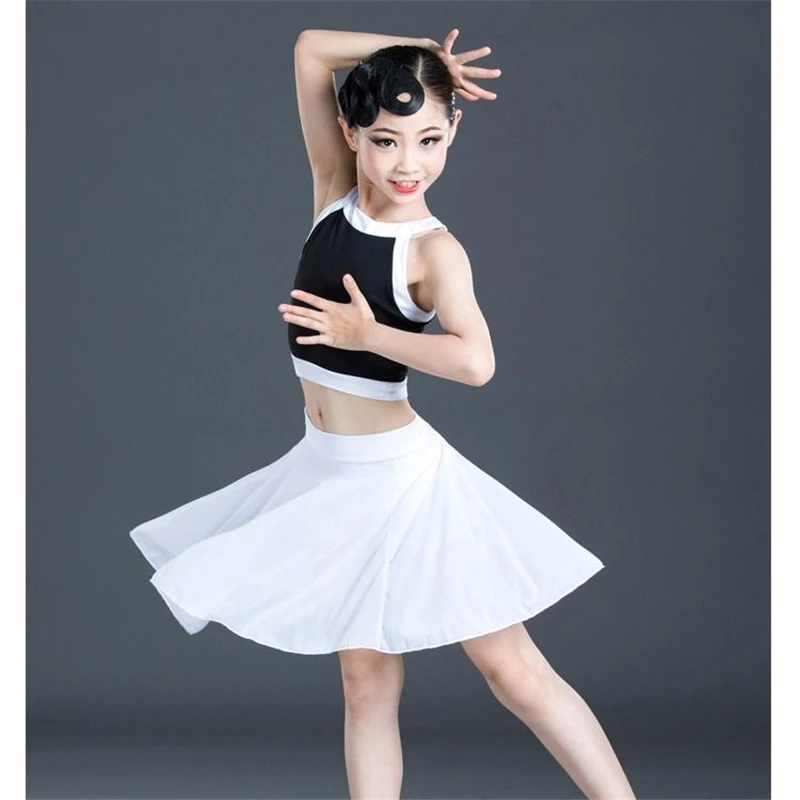 Falda de baile latino para niñas, ropa de práctica para competición, disfraces de baile latino, 2021