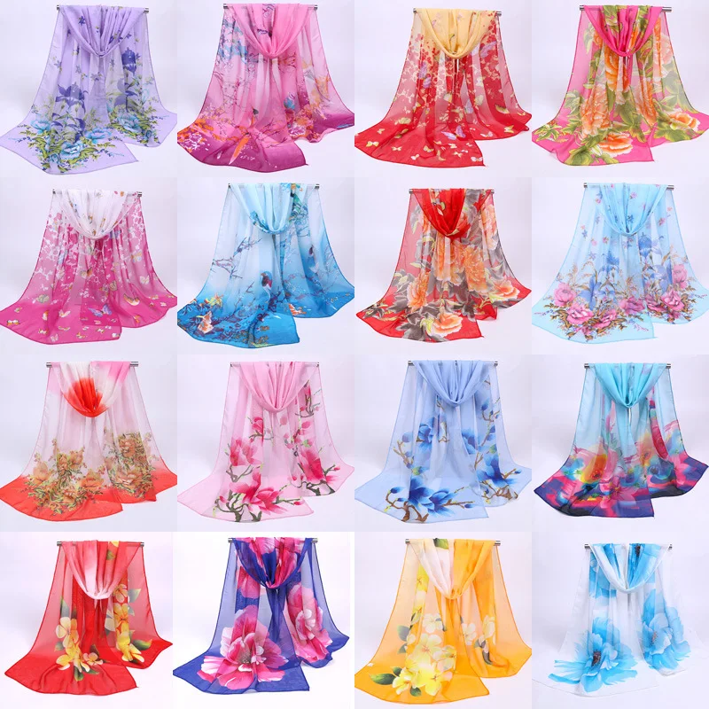 

160*50cm Multi-style Holiday gift Selling chiffon striped scarf wild fashion shawl sunscreen print floral scarf scarves