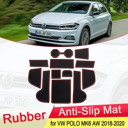 Alfombrilla de goma antideslizante para coche, cojín para teléfono, para puerta posavasos, accesorios para VW Volkswagen POLO MK6 AW 2018 2019 2020