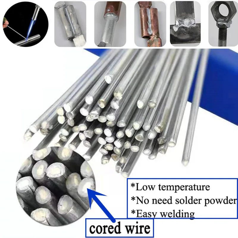 Low Temperature Easy Melt Aluminum Welding Rods Weld Bars Cored Wire 1.6-2mm Rod Solder Soldering Aluminum No Need Solder Powder