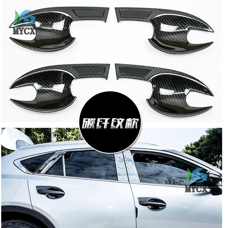 Carbon fiber Car External Outer Door Handle Catch Cover Door Bowl Protection Trim Sticker FIT For Mazda CX8 CX-8 CX 8 2018 2019