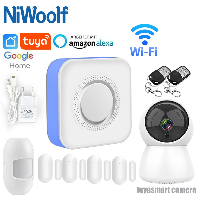 Tuya Wifi Home Security Alarm System Compatible With Alexa Google Tuyasmart Smart Life APP IOS Android