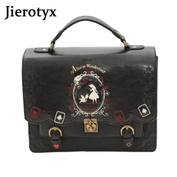 JIEROTYX sac à dos fille Alice au pays des merveilles, sac d'école pour femmes, sac à main noir Style gothique Punk, offre spéciale