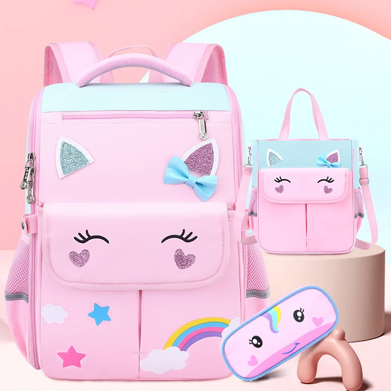 

Girls' backpack Primary School Bag backpacks for children kids bag Orthopedic School backpack 1 grade Cute Backpack Schoolbag