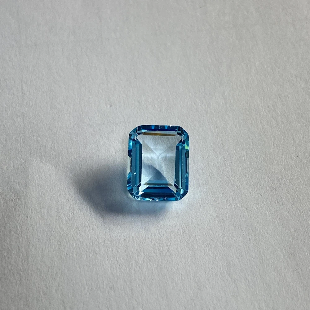 Emerald cut 10×8mm 4.1 carats 100% natural sky blue topaz loose gemstone for  fashion earring Ring making