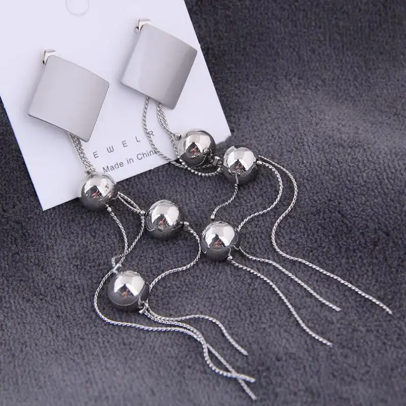 2020 New High Quality Tassel Earrings Metal Square Exaggerated Temperament Long Earrings Women Gift Jewelry Bohemian Earrings