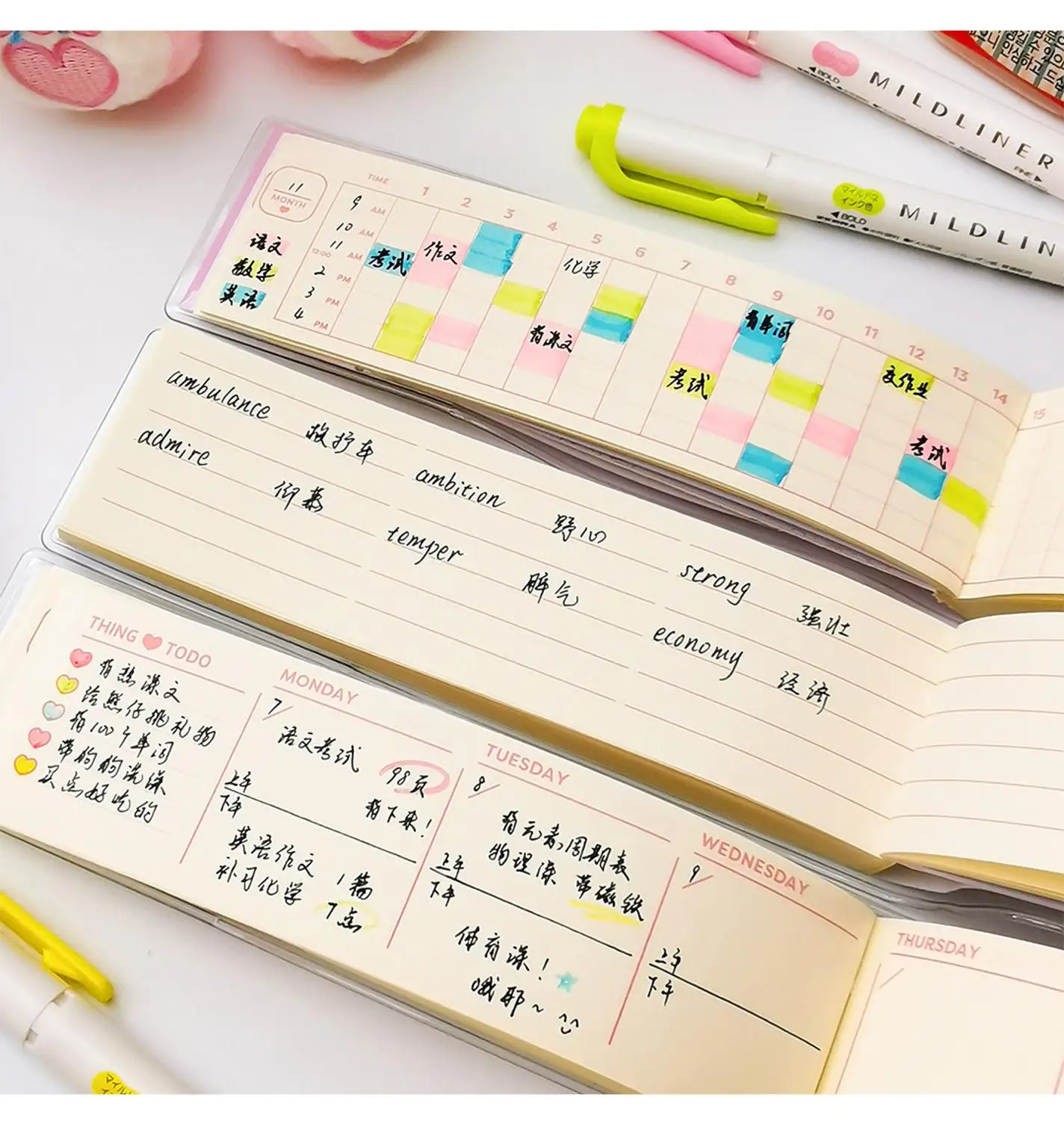 Sharkbang Kawaii Bear Korean Style Weekly Planner Study Memo Notebook Diary Work Notepad Agenda Vocabulary BookSchool Stationery