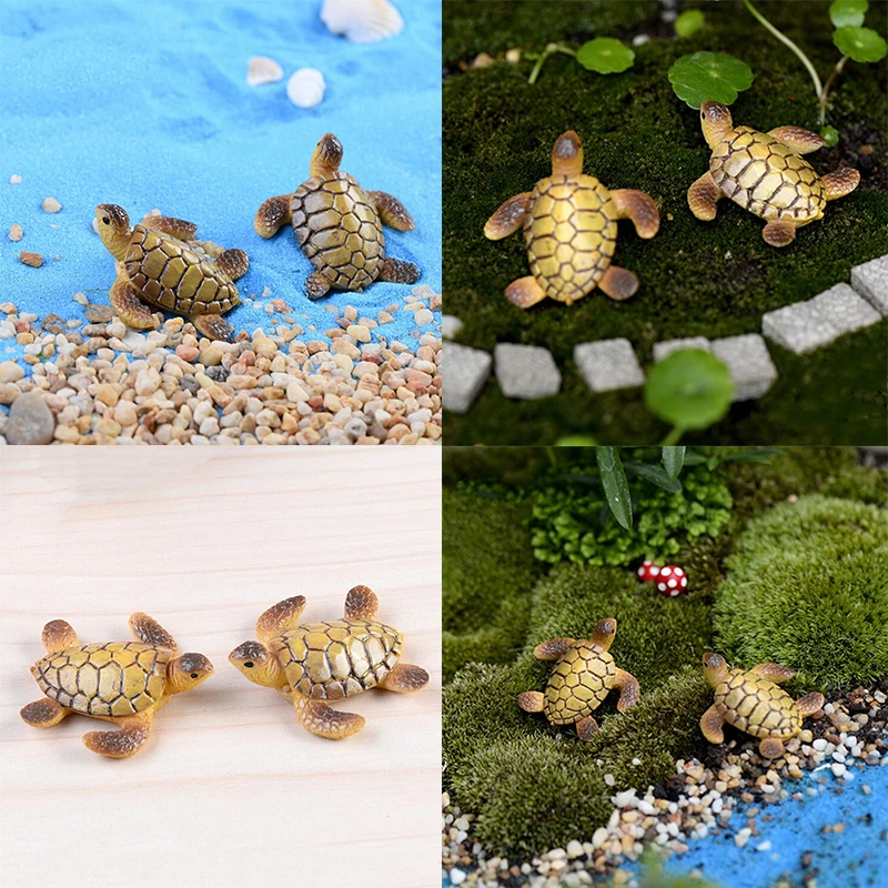 Mini modelo de tortuga marina, figuritas de resina, miniaturas de jardín de hadas, accesorios para pecera, decoración de paisaje de terrario DIY, 1