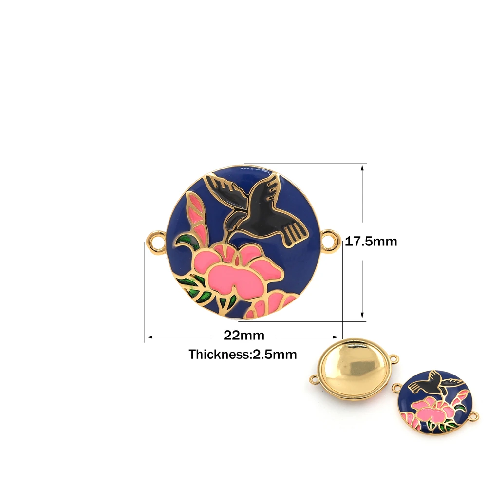 Flower Connector Pendant Gold-Plated Pendant Necklace Earrings Bracelet Jewelry DIY Handmade Enamel Charm